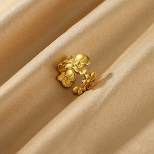 Floral ring 6k gold plated