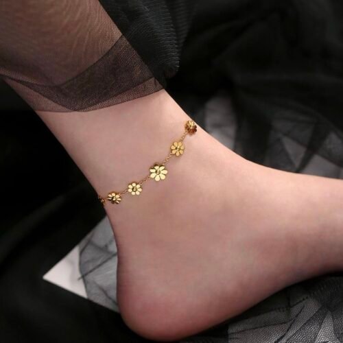 Floral 18K Gold Plated Anklet
