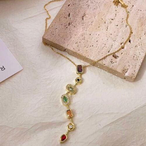 Stone Charm Neckpiece ( Anti Tarnish)
