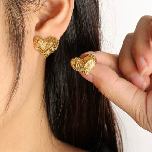 Crinkled Heart Earrings